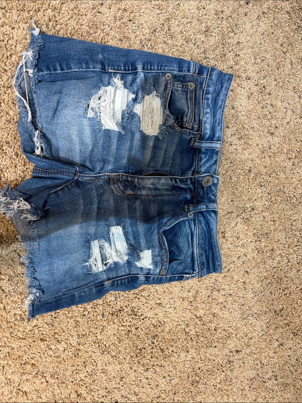 Distressed Women's Denim Shorts - Blue